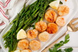 Pan Seared Sea Scallops with Asparagus and Lemony Herbs