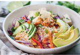 Spring Roll Bowl with Spicy Peanut Sauce