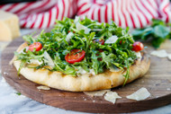 Grilled Flatbread - with an Arugula, Tomato, & Basil Salad