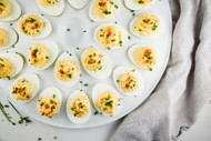 White Cheddar Pimento Deviled Eggs