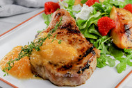 Honey-Mustard, Bone-in Pork Chops with Nectarine Sauce