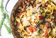 Bacon and Mushroom Pappardelle with Rosemary