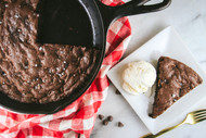 Dark Chocolate Chip Skillet Brownie