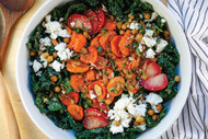 Caramelized Sweet Potato & Kale Salad with Tahini Dressing