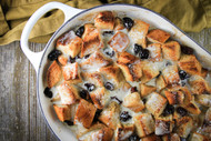 Bread Pudding with Cherries and a Bourbon Cream Sauce
