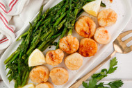 Pan Seared Sea Scallops with Asparagus and Lemony Herbs