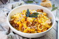 Tagliatelle Pasta with Roasted Delicata Squash and Crispy Sage Sauce