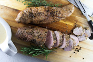 Seared and Roasted Pork Tenderloin with a Peppercorn and Mustard Cream Sauce