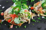 Slow Cooker Chicken Tostadas with Avocado Crema