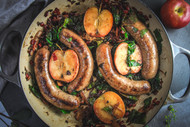 ​Sausages with Chard, Apples, & Fennel