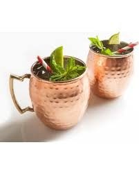 Winco Hammered Copper Moscow Mule Mug w/ Brass Handle CMM20H