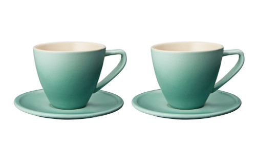 Le Creuset - 0.2 L Sage Minimalist Cappuccino Cups and Saucers - Set of 2