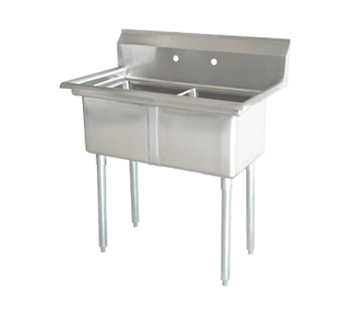 Omcan - 18" X 18" X 11" Two Tub Sink With 1.8" Corner Drain And No Drain Board - 22113