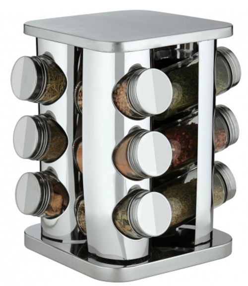 Trudeau - 12 Bottle Square Stainless Steel Spice Carousel