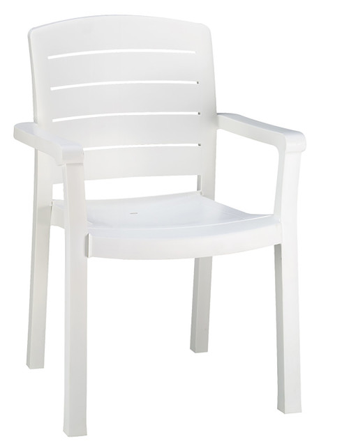 Grosfillex - Acadia Classic White Stacking Dining Armchair
