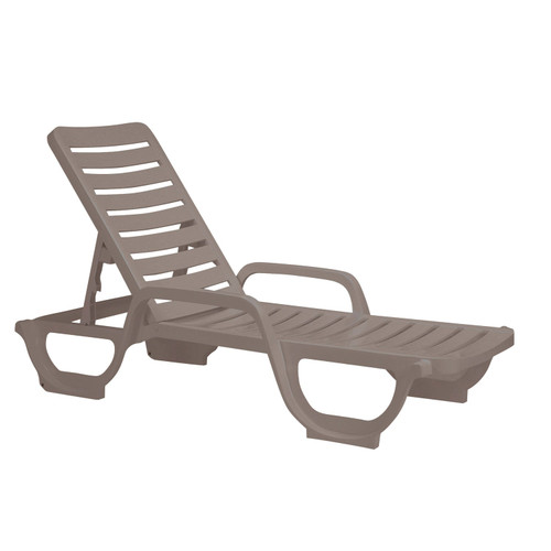 Grosfillex - Bahia French Taupe Stacking Chaise Lounge (2 Pack)
