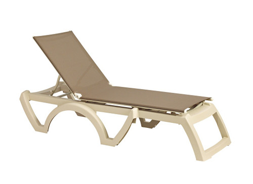 Grosfillex - Jamaica Beach Taupe With Sandstone Frame Stacking Chaise Lounge