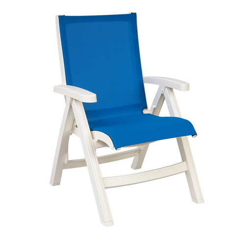 Grosfillex - Jamaica Beach Blue With White Frame Folding Chair