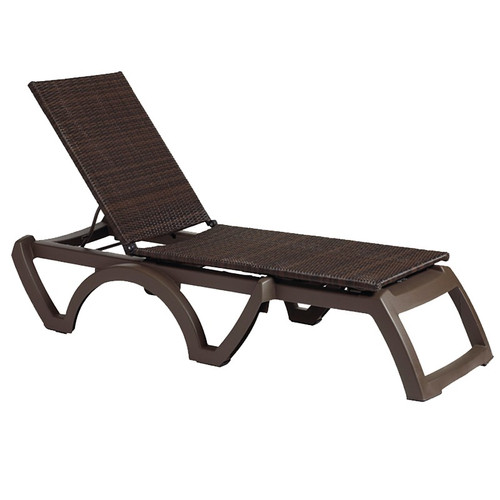 Grosfillex - Java Chaise Lounge Bronze Weave With Bronze Frame Stackable Chaise Lounge