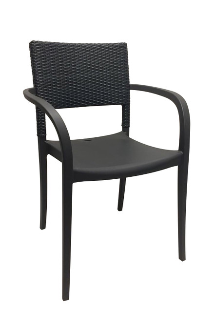Grosfillex - Java Stacking Charcoal Stacking Armchair