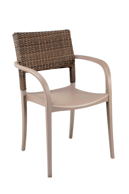 Grosfillex - Java Stacking French Taupe Stacking Armchair