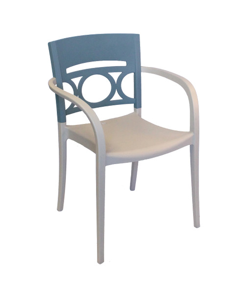 Grosfillex - Moon Denim Blue/Linen Stacking Armchair