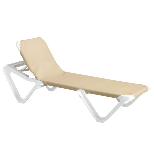 Grosfillex - Nautical Khaki With White Frame Adjustable Chaise Lounge