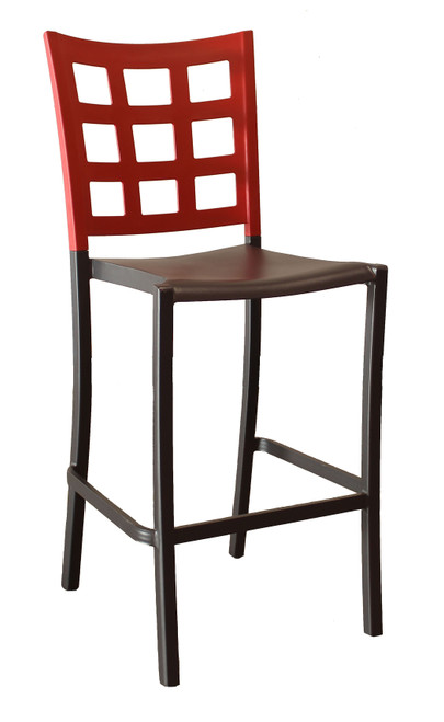 Grosfillex - Plazza Apple Red & Charcoal Stacking Barstool