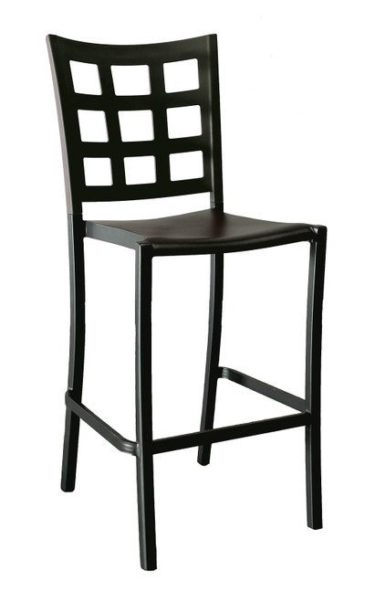 Grosfillex - Plazza Black Stacking Barstool (8 Pack)