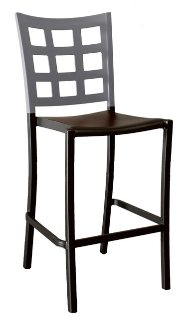 Grosfillex - Plazza Titanium Gray & Charcoal Stacking Barstool (8 Pack)
