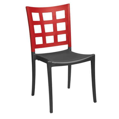 Grosfillex - Plazza Apple Red With Charcoal Stacking Side Chair (16 Pack)