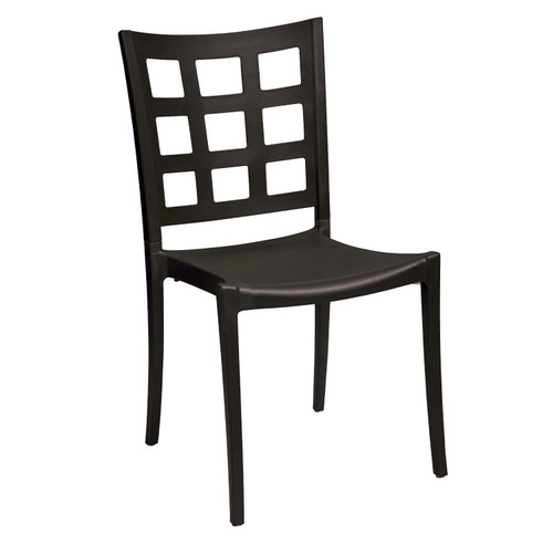 Grosfillex - Plazza Black Stacking Side Chair (4 Pack)