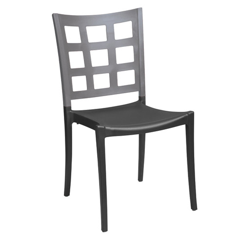 Grosfillex - Plazza Titanium Gray With Charcoal Stacking Side Chair (16 Pack)