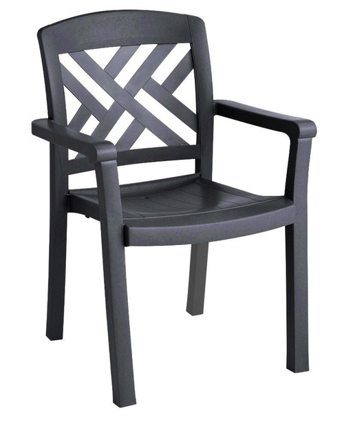 Grosfillex - Sanibel Classic Charcoal Stacking Dining Armchair