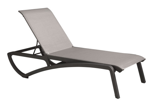 Grosfillex - Sunset Gray/ Volcanic Black Outdoor Stackable Chaise Lounge