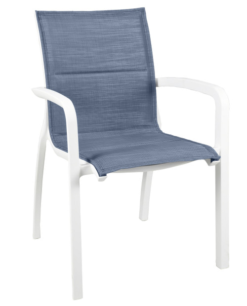 Grosfillex - Sunset Comfort Madras Blue/ Glacier White Outdoor Stacking Armchair