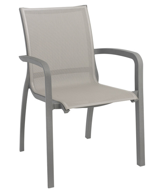 Grosfillex - Sunset Gray/ Platinum Gray Outdoor Stacking Armchair