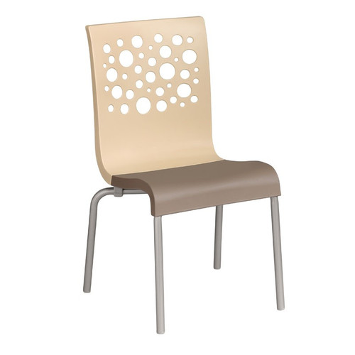 Grosfillex - Tempo Beige Back/Taupe Seat Stacking Armchair