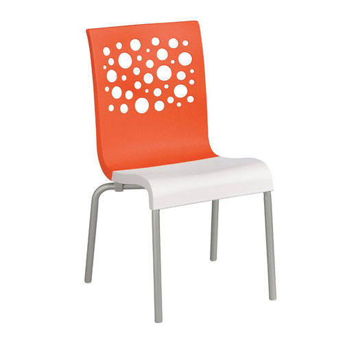 Grosfillex - Tempo Orange Back/ White Seat Stacking Sidechair (4 Pack)