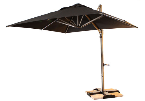 Grosfillex - Windmaster 10' Black Cantilever Recacril® Fabric Square Umbrella