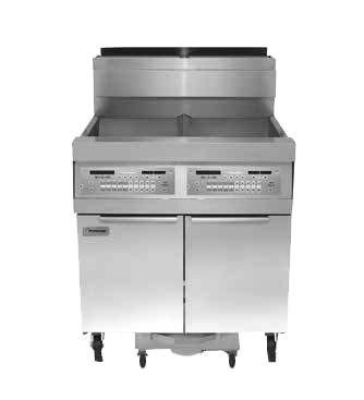 Frymaster - 150 lb. 3 Unit Natural Gas Floor Fryer System with Thermatron Controls and Filtration System - 300,000 BTU