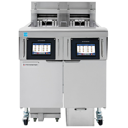 Frymaster FilterQuick Oil-Conserving Electric Floor Fryer with (2) 30 lb. Full Frypots, Automatic Filtration, and Auto Top-Off - 208V, 1 Phase