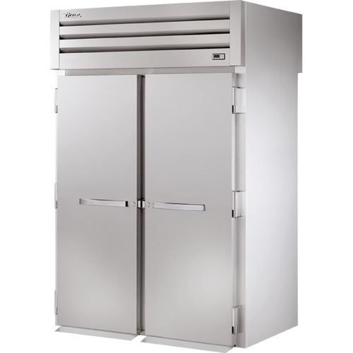 True - Spec Series 68" Stainless Steel Roll-Thru Refrigerator w/ Solid Swing Doors - STR2RRT89-2S-2S