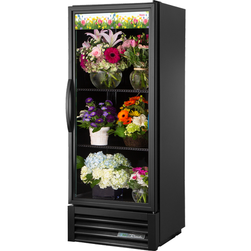 True - 25" Black Floral Refrigerator w/ 1 Glass Swing Door - GDM-12FC-HC-TSL01