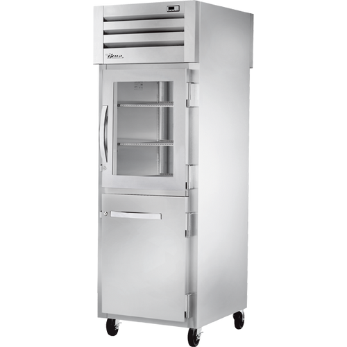 True - Spec Series 27.5" Stainless Steel Pass-Thru Refrigerator w/ Combination Half Front/Solid Rear Swing Doors - STA1RPT-1HG/1HS-1S-HC