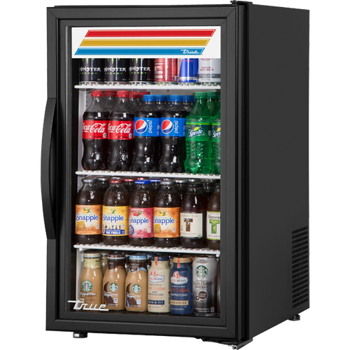 True - 20" Black Countertop Refrigerator w/ 1 Glass Door - GDM-06-34-HC-TSL01