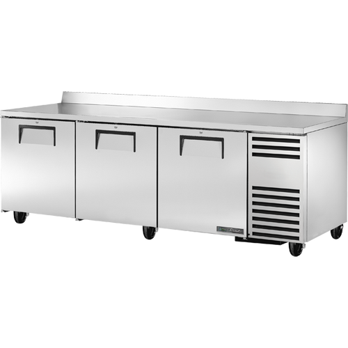 True - 93" Stainless Steel Worktop Refrigerator w/ 3 Doors - TWT-93-HC