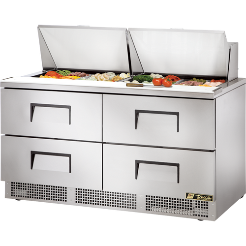 True - 64" Mega Top Refrigerated Prep Table w/ 4 Drawers & 24 Pans - TFP-64-24M-D-4
