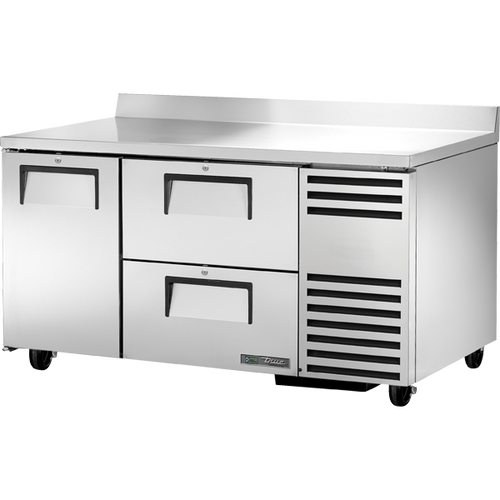 True - 60" Stainless Steel Worktop Refrigerator w/ 1 Door & 2 Drawers - TWT-60-32D-2-HC