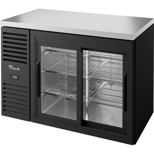 True - 48" Black Back Bar Refrigerator w/ 2 Sliding Glass Doors - TBR48-RISZ1-L-B-11-1